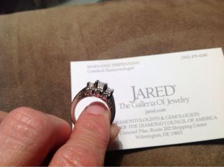 Jared 3 Stone Diamond Ring 1ct TW Princess Cut 14k White Gold