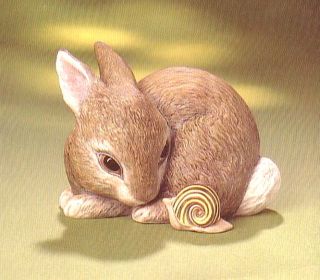 Franklin Porcelain Slowpoke Rabbit Snail Figurine Mint
