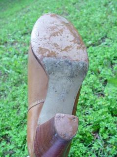 Vintage 70s Leather Campus Stacked Heel Boots 9 West Boho Hippie