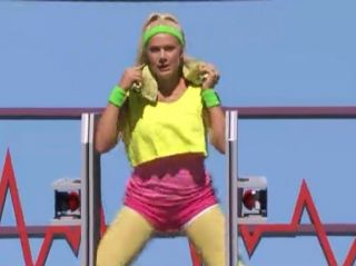 Big Brother 14 Coaches Comp Janelle Pierzina Towel Held in Hip Comp