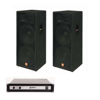 JBL JRX125 Dual 15 DJ Speakers EV Q44 II Power Amplifier Amp Package