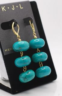Kenneth Jay Lane KJL Turquoise Bead Dangle Earrings New