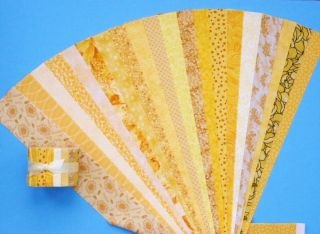 Yellow Jelly Roll Fabric Quilt Strips Cotton No Dups Die Cut 20 Prints