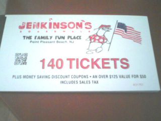 Jenkinsons Boardwalk Point Pleasant NJ Ride Tickets $50 Value
