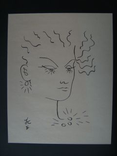 Pen Ink Drawing Signed J C Jean Cocteau