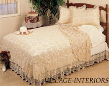 Ecru King Cotton Crochet Bedskirt Bed Skirt Dust Ruffle