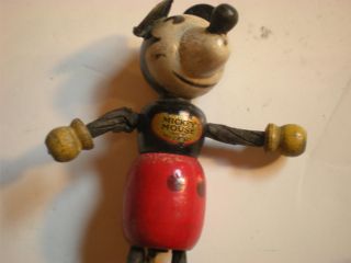 Antique Wooden Vintage Mickey Mouse Toy Figure Walt Disney Repair Free