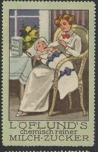 German Poster Stamp Loftlunds Milch Zucker