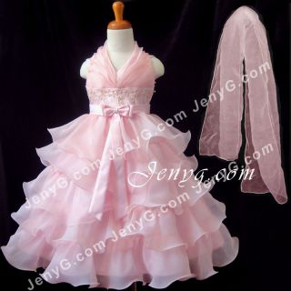 SB01 Flower Girl Pageant Formal Communions Party Gowns Dress Pink 2 10
