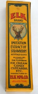 Vintage Elk Brand Strawberry Flavoring Bottle Empty Box