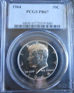 1964 PCGS PR67 Silver Kennedy Half Dollar Beautiful Proof Silver