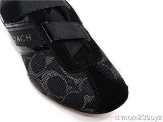 New Coach Jenney Black Mesh Signature Velcro Summer Sneakers 9 Very