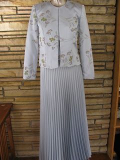 Jeffrey & Dara Mother of th Bride Skirt Suit Sz 6 Lt Blue Lilac Floral