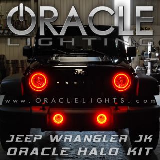 Jeep Wrangler JK Oracle Headlights Fog Lights Halo Kit Red Demon Eye