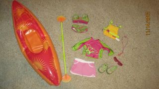 American Girl Doll of The Year 2006 Jess Complete Kayak Gear 2 in 1
