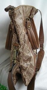 Jessica Simpson Camel Embossed Snakeskin Hipster Crossbody Purse Tote