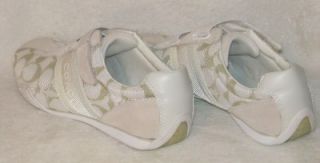 Coach Signature Jenney Authentic Designer White Khaki Shoes 8 New