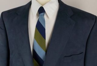 50 R Jeffrey Banks Medium Blue Poly Suede 2 BT Sport Coat Jacket Suit