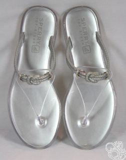 Sperry Jellyfish Silver Womens Thong Flip Flops Shoes