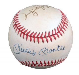 Signed Mickey Mantle Yogi Berra Whitey Ford Baseball PSA DNA Certified