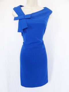 Jessica Howard Asymmetrical Neck w Bow Colbalt Blue Cocktail Dress 6P