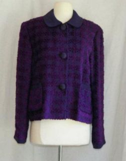 Alberta FERRETTI Purple Wool Jacket Coat 12 Large L Italy