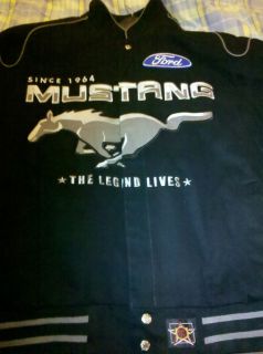 Mustang Logo Jacket Ford GT Adult Mens Size Black Gray Coat Horse JH