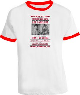 Bob Backlund Jesse Ventura Wrestling T Shirt Red Ringer