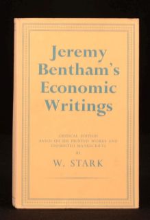 1952 3VOL Jeremy Benthams Economic Writings Critical Edition w Stark