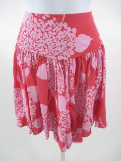 Jill Stuart Pink Floral Print Silk Skirt Sz 8