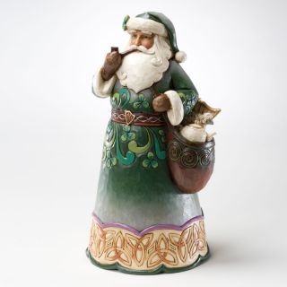 Jim Shore Heartwood Creek Christmas Green Irish Santa Figurine 2011