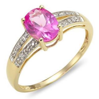 Jewelry Classic pink sapphire Womans 10KT yellow Gold Filled Ring size