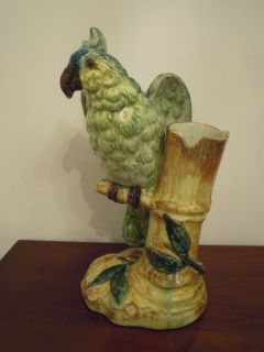 RARE Jerome Massier Vallauris Majolica Pottery c1900 French Parrot