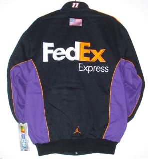 JH Design L NASCAR Sprint Denny Hamlin FedEx Embroidered Cotton Jacket