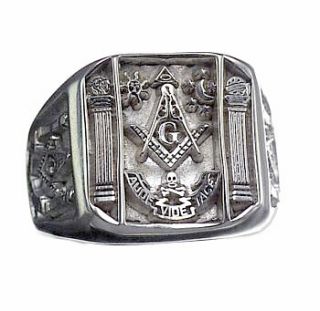  Sterling Silver 925 Free Mason Masonic Ring Jewelry Freemasonry