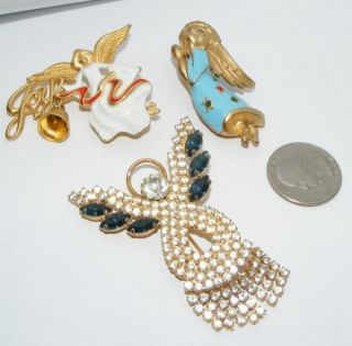  Christmas ANGEL BROOCH lot pins brooches pin costume jewelry Trembler