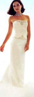 Jessica McClintock Ivory Beaded Corset Wedding Gown Size 14