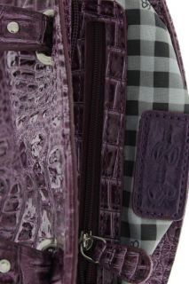Jessica Simpson New Purple Embossed Crocodile Satchel Handbag Small