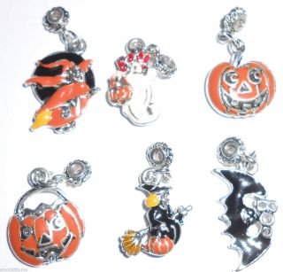 Halloween GHOST Bat WITCH Charms Findings Silver Plated Enamel Metal