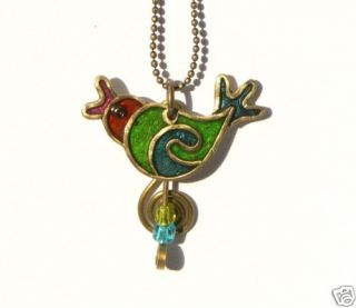 Sparrow Humming Bird Pendant Necklace Artisan Jewelry