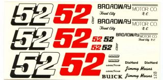 52 Jimmy Means Broadway Motors NASCAR Decal 128