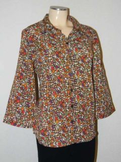 Christopher Banks Brown Floral Print 3 4 Sleeve Tunic Top Shirt XL 16