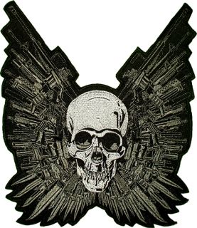  Skull with Weapons Big Embroidered Patch for Back Stallone Ross