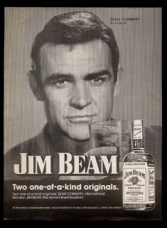 1974 Sean Connery photo Jim Beam Kentucky Bourbon whiskey vintage