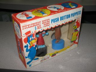 Huckleberry Hound Mr Jinks 1960s Kohner Push Puppet Playset MIB Hanna