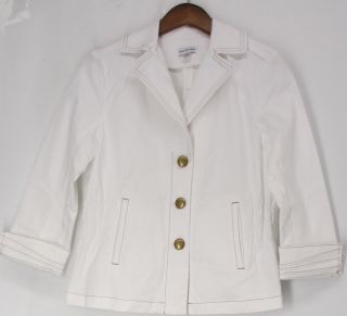 Joan Rivers Sz XS Denim Signature Jacket w Ruching Detail White New