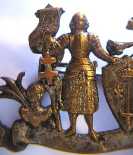 Antique Religious Brooch Jeanne DArc Joan Arc Lorraine