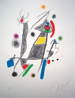 Joan Miro Hand Signed 1975 Original Color Lithograph
