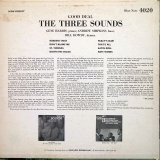 Three 3 Sounds Good Deal LP Blue Note BLP 4020 US 1959 47 w 63rd RVG