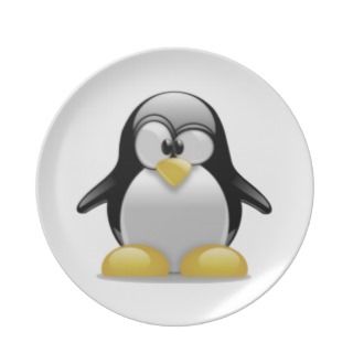 Cute Tux Penguin Party Plates 